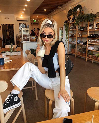 IKANOO Retro Square Frame Sunglasses for Men Women Trendy Y2K 90s Black