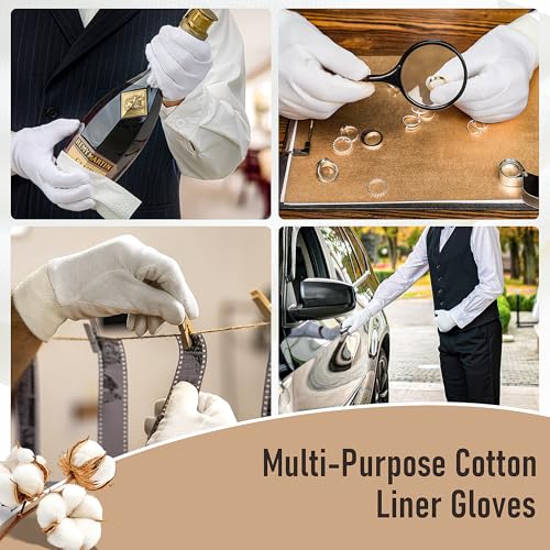 COOLJOB Overnight Moisturizing Cotton Gloves for Dry Hands & Eczema (4 Pairs)
