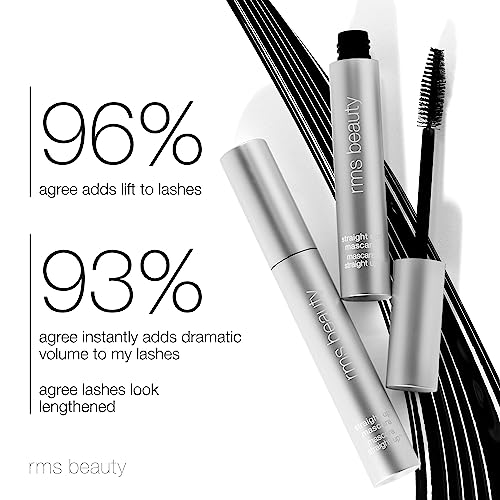 RMS Beauty Straight Up Volumizing Peptide Mascara - Black Mascara, Mascara Black Volume and Length, Eye Makeup Voluminous Mascara Make Up