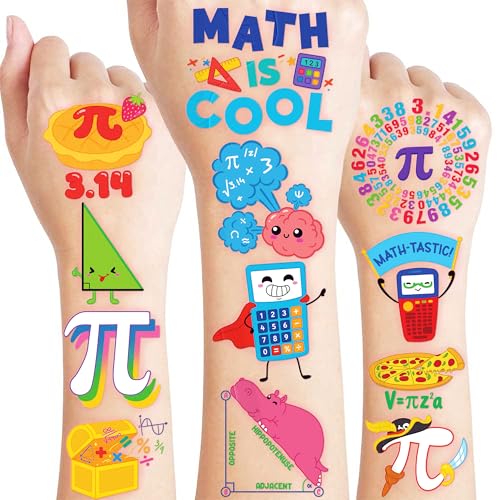 96 Pc Math Temporary Tattoos for Kids - Pre-Cut Party Favors