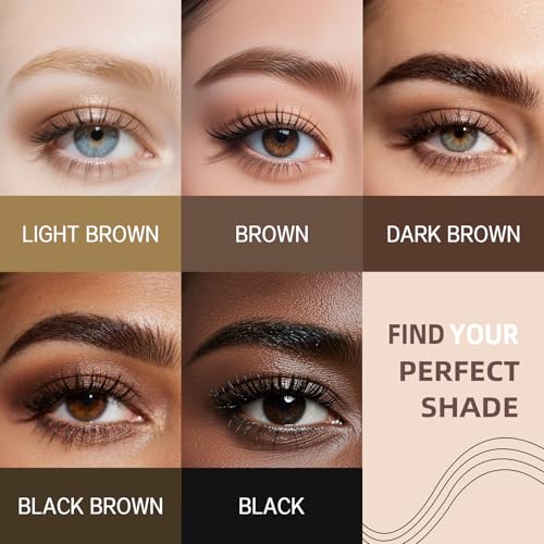 Microblading Eyebrow Pen, Dual-Ended Brow Pencil with 2-Fork-Tip and Precise Brush, Waterproof Longer Lasting Eyebrow Pencil, Microblade Eyebrow Pencil Create Natural Hair-Like Strokes (Black)