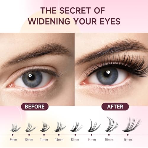Lash Clusters Kit, 640 Pcs, 9-16mm D Curl with Bond & Seal