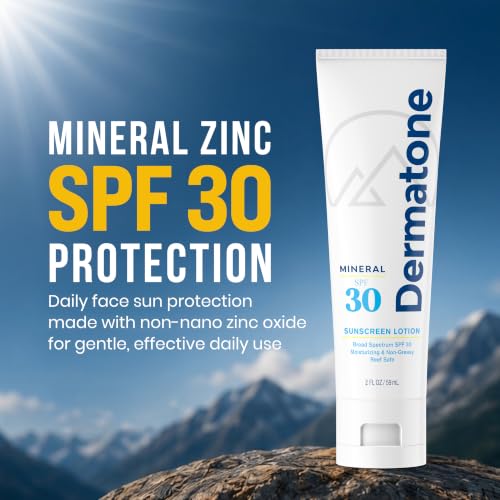 Dermatone Mineral SPF 30 Face Sunscreen Lotion with Vitamin C & Aloe, Unscented 2 oz