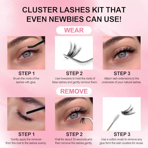 Lash Clusters DIY Kit 10-16mm with Bond, Remover & Tweezers