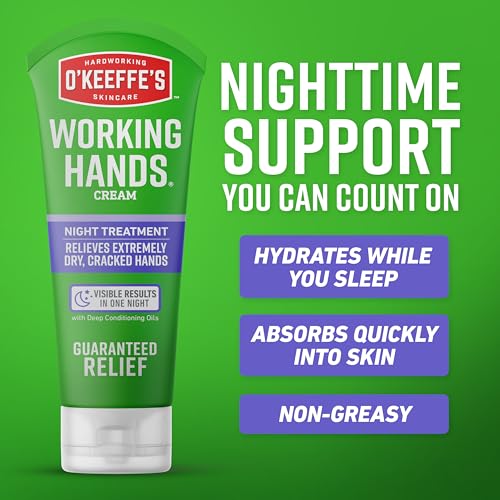 O'Keeffe's Working Hands Night Treatment Hand Cream for Dry Hands, 7 oz