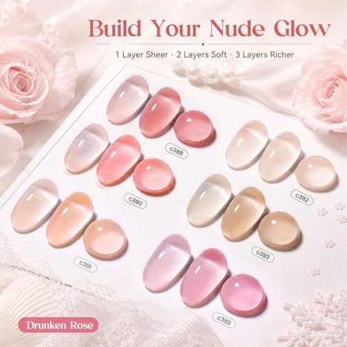Beetles Nude Gel Nail Polish Set - 6 Colors Jelly Sheer