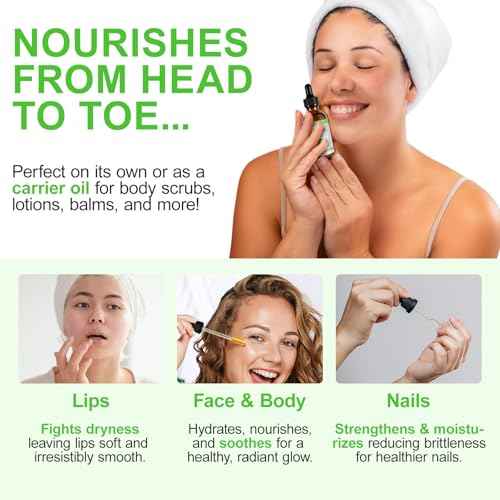 Neem Oil for Skin, Pure Natural Cold Pressing, Free of Hexane, Nourishes the Skin and Hair, Reduces Fine Lines, 2.02 Oz