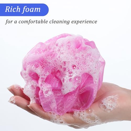 16Pcs Travel Size Loofah Mini Shower Loofah Bulk Multicolor Mesh Bath Pouf Individually Wrapped Bath Sponge Pack for Shower Care