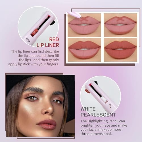 4 In 1 Makeuppen, 4 Colors Multi-Function Makeup Beauty Pencil, Portable Eyebrow Eyeliner Lip Liner Highlight Eye Pen, Waterproof Long Lasting Eye Makeup Tool