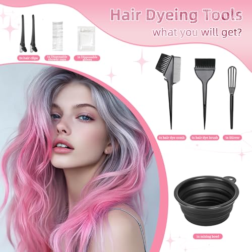8-Piece Hair Dye Kit with Brush, Bowl & Comb