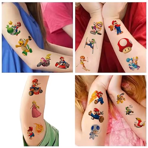 Mario Temporary Tattoos - 20 Sheets Party Favors for Kids