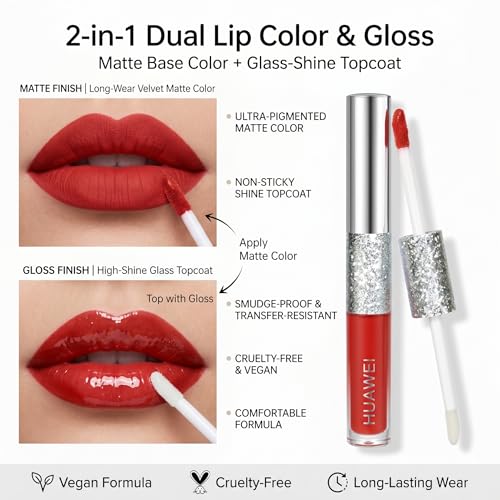 Dual-Ended Lip Stain & Lip Oil – Matte Tint with Gloss