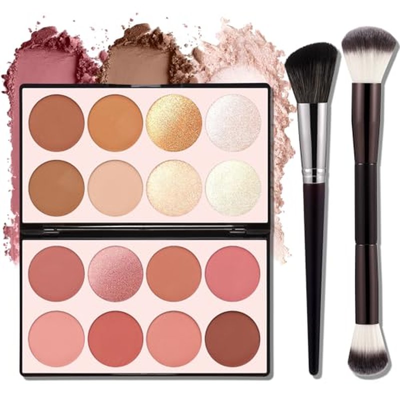 16-Color Contour Palette with Blush, Highlighter & Bronzer