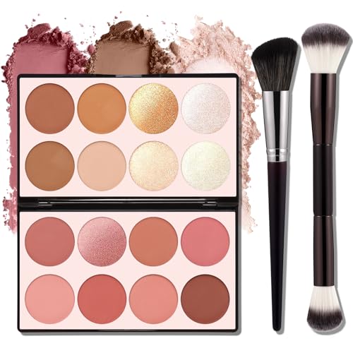 16-Color Contour Palette with Blush, Highlighter & Bronzer