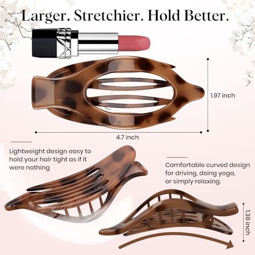 Large Flat Hair Clips for Women, 4-Pack French Claw Clips