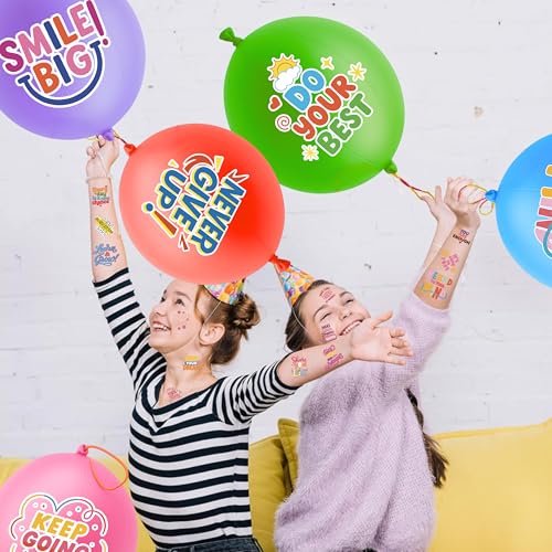 72 Pc Motivational Party Favors Set - Tattoos & Punch Balloons