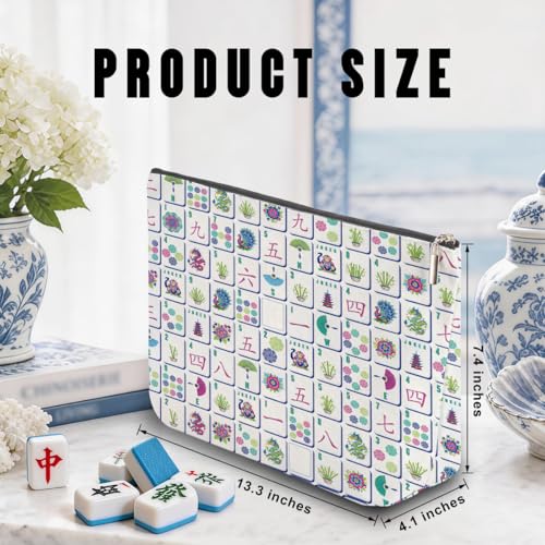 Purple American Mahjong Tile Bag - Canvas Case with Zipper