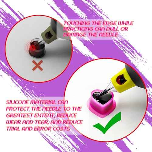 Tattoo Ink Caps Silicone Tattoo Cups Pink 200 Pcs with Base for Tattoo, Ink Caps for Tattooing Microblading Tattoo Supplies