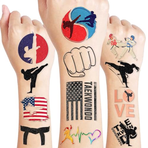 96 Pcs Taekwondo Temporary Tattoos for Kids Party Favors