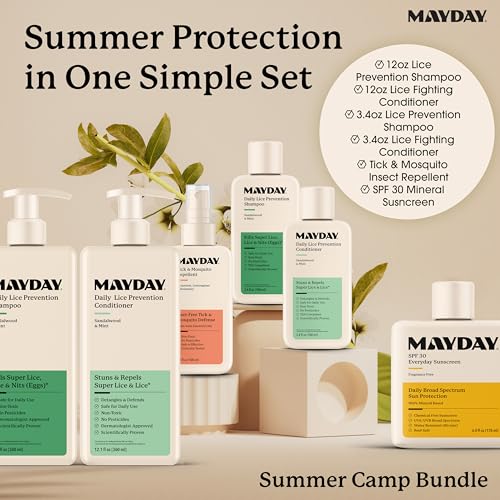 MAYDAY Family Lice Prevention & Sun Protection Bundle - Natural Insect Repellent & Sunscreen Set