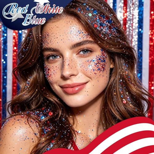 Red White Blue Glitter Stick | DAGEDA Patriotic Face Body Makeup