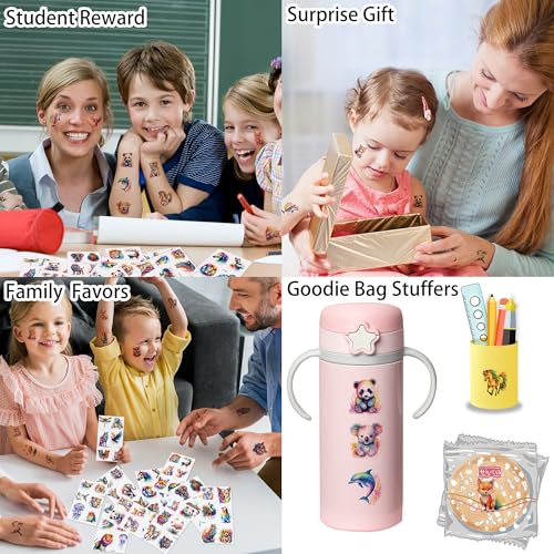 60 PC Animal Temporary Tattoos for Kids - Waterproof Stickers