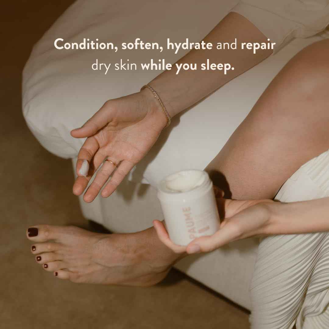 PAUME Overnight Hand and Foot Hydration Mask, Moisturizing Treatment for Dry Hands, Dry, Cracked Feet, Shea Butter, Unscented, Restores Softness & Smoothness, 3.4 oz