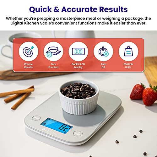 Etekcity Food Nutrition Kitchen Scale, Digital Grams and Ounces for Weight Loss, Baking, Cooking, Keto and Meal Prep, Large, 304 Stainless Steel