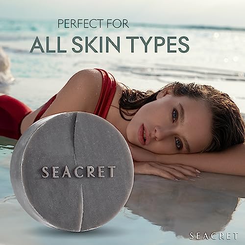 SEACRET Dead Sea Mud Soap Bar - Deep Pore Purifying & Refining Facial Cleanser with 21+ Minerals and Witch Hazel, Natural Exfoliating Spa Bar for Normal to Oily Skin, SLS-Free, Fragrance-Free, 4.4 oz