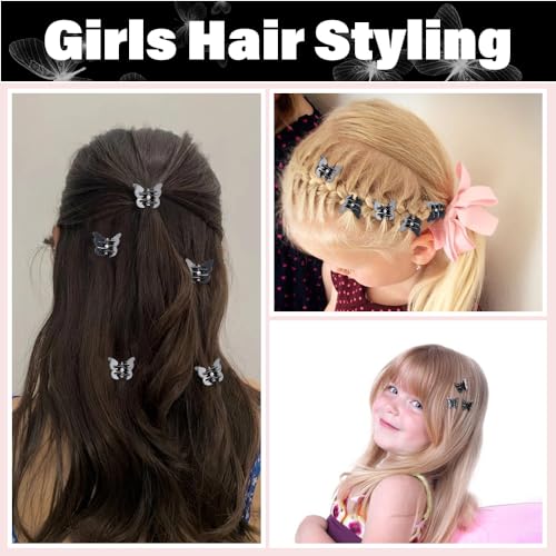 60PCS Mini Black Butterfly Hair Clips with Storage Box - Y2K Accessories