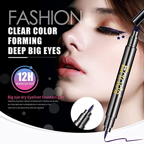 Erinde 6 Colors Liquid Winged Eyeliner Stamp Pen Set, Double-Ended Black Red Green Purple Blue Eye Liner Pencil, Long-lasting Waterproof Stamp Eyeliner Set for Eye Face Makeup