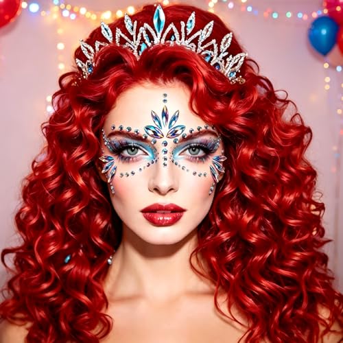 Mermaid Face Jewels Rhinestone Stickers - 6 Sets