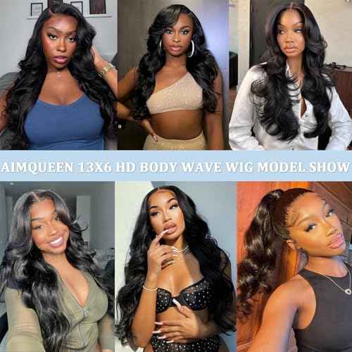 13x6 Lace Front Wigs Human Hair 200 Density Body Wave Lace Front Wigs Human Hair Pre Plucked 12A Glueless Wigs for Women HD Lace Frontal Wigs Natural Color 34 Inch