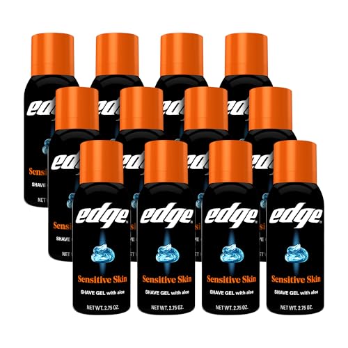 Edge Sensitive Skin Shaving Gel for Men, Cooling & Moisturizing, 2.75 oz (12 Pack)