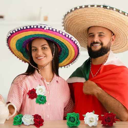 7 Pcs Mexican Hair Accessories for Women Independence Day Rose Flower Brooch Clip Mexican Flag 16th September Flower Hair Accessories for Traditional Girls Independencia De Mexico