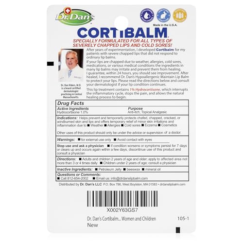 Dr. Dan's Cortibalm-6 Pack-for Dry Cracked Lips - Healing Lip Balm for Severely Chapped Lips - Designed for Men, Women and Children