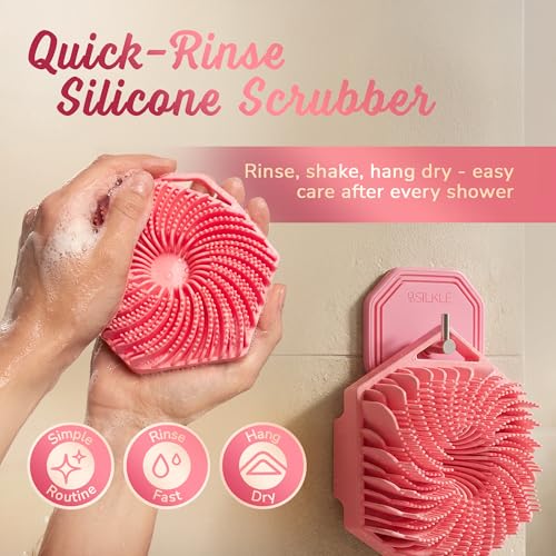 SILKLE Silicone Body Scrubber with Non-Slip Grip