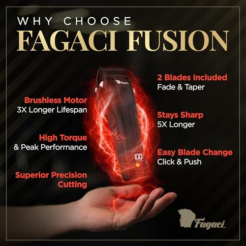 Fagaci Professional Cordless Hair Clippers for Men with 2 Blades