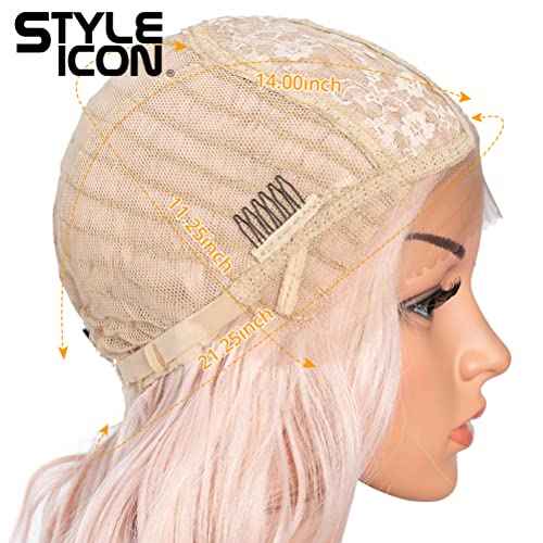 Style Icon 36" Lace Front Wigs Super Long Big Curl Pink Wigs With Baby Hair 130% Density Heat Resistant Fiber Synthetic Wig (36 Inch, PINK27)