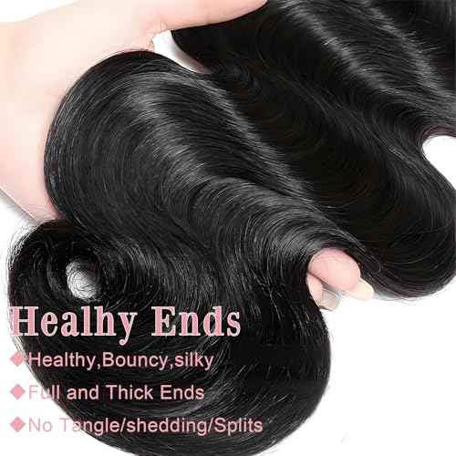 12A Body Wave Bundles Human Hair 16 18 20 Inch Human Hair Bundles 100% Unprocessed Brazilian Virgin Hair Body Wave 3 Bundles Human Hair Extensions Natural Black