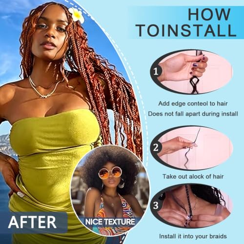 Fridnae 22 Inch Ginger Deep Curly Human Hair for Braiding | #350 Bulk Boho Braid Extensions