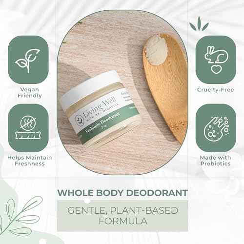 Living Well with Dr. Michelle Probiotic Whole Body Deodorant Cream | Unscented, Aluminum-Free & Paraben-Free | Natural Deodorant for Sensitive Skin, Underarms & Beyond