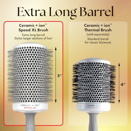Olivia Garden Ceramic + Ion Speed XL - Extra-Long Round Thermal Hair Brush - Not Electrical - Professional Blowout Brush for Normal to Thick Hair