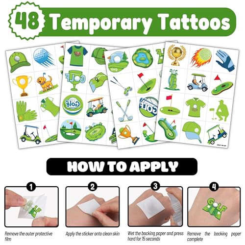 Golf Party Favors 72 Piece Set - Tattoos & Punch Balloons