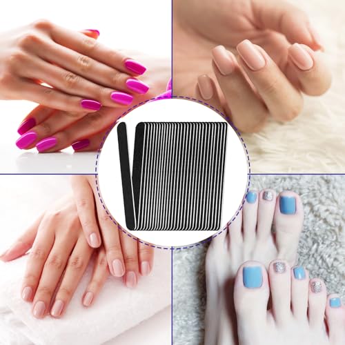 24 Pack Wooden Nail Files with 100/180 Grit for Natural Nails - Manicure Tool Set