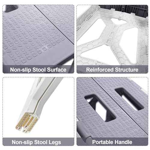 Shower Stool for Shaving Legs, 1 Pack Foot Rest Folding Stool Step to Shave Legs Shaving for Inside Shower Foldable Small Waterproof Plastic Corner Gray White