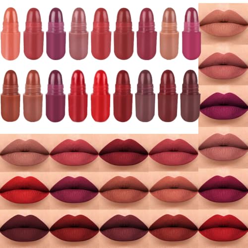 18-Piece Mini Matte Lipstick Set, Waterproof Long-Lasting