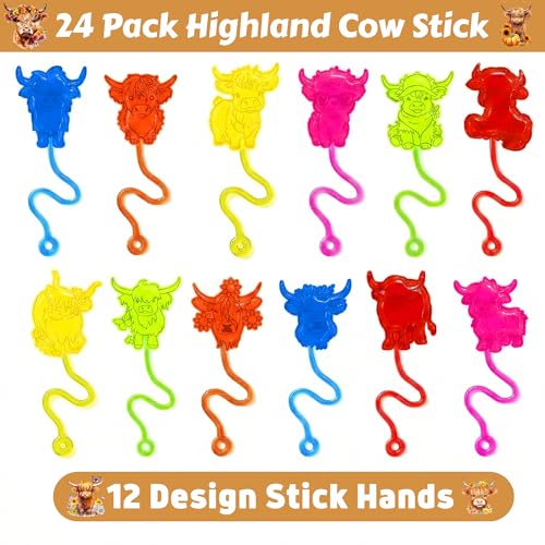 48-Piece Highland Cow Party Favors - Stick Hands & Tattoos