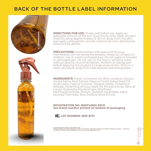 Ritual Botanico Bronceador Bronzer with Carrot Oil, Vitamin C & E and Tan Accelerators for a glowing bronzed skin | SPF3 | Vegan | All Natural | Product of Colombia | 240ml/8.16 fl oz