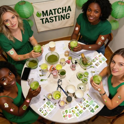 152-Piece Matcha Temporary Tattoos - 20 Sheets Party Favors